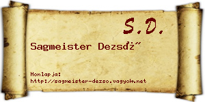 Sagmeister Dezső névjegykártya